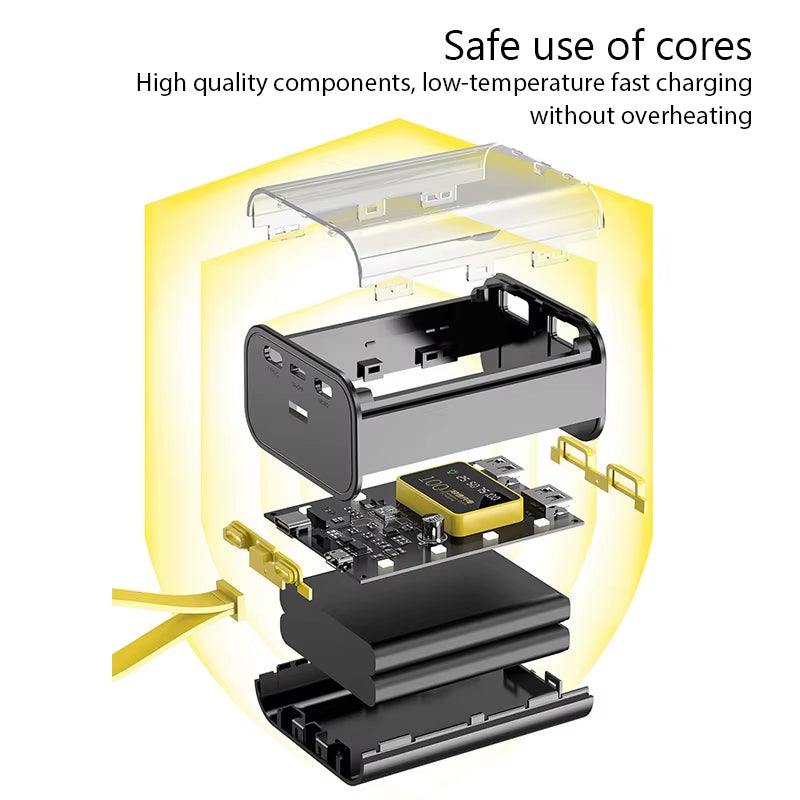 18650 Power Bank Case with Night Light and Dual USB Charging - DIY Battery Storage Box for iPhone and Xiaomi