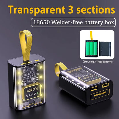 18650 Power Bank Case with Night Light and Dual USB Charging - DIY Battery Storage Box for iPhone and Xiaomi