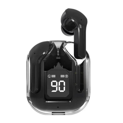T2 Wireless Bluetooth Earphones with Transparent Design, Hi-Fi Sound, LED Power Display, and Stereo Audio for Mobile Devices