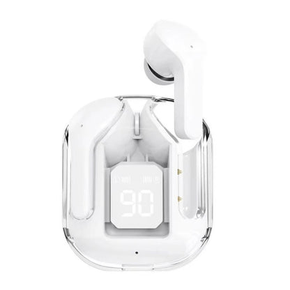 T2 Wireless Bluetooth Earphones with Transparent Design, Hi-Fi Sound, LED Power Display, and Stereo Audio for Mobile Devices
